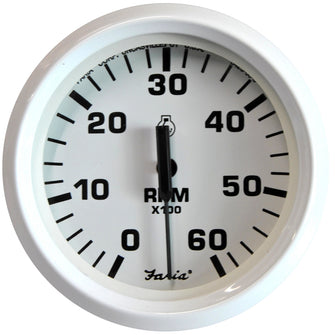 Faria Dress White 4" Tachometer - 6000 RPM (Gas) (Inboard & I/O) | 33103