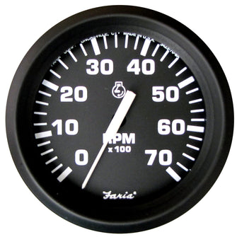 Faria Euro Black 4" Tachometer - 7,000 RPM (Gas - All Outboard) | 32805