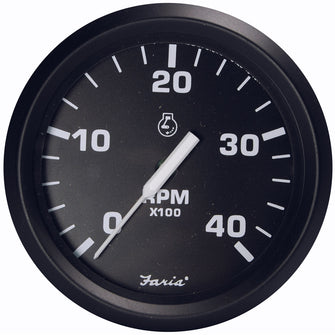 Faria Euro Black 4" Tachometer - 4000 RPM (Diesel - Magnetic Pick-Up) | 32803