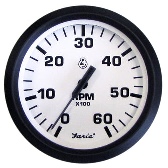 Faria Euro White 4" Tachometer - 6000 RPM (Gas) (Inboard & I/O) | 32904