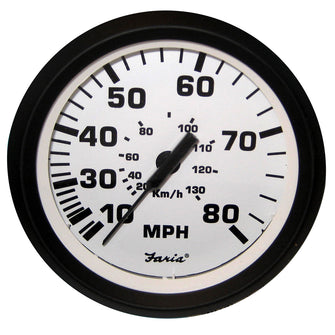 Faria Euro White 4" Speedometer - 80MPH (Pitot) | 32910