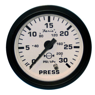 Faria Euro White 2" Water Pressure Gauge (30 PSI) | 12903