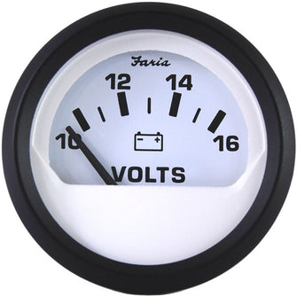 Faria Euro White 2" Voltmeter (10-16 VDC) | 12911