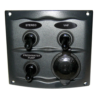 Marinco Waterproof Panel w/3 Switches - 12V - Grey | 900-3WPS