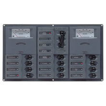 BEP AC Circuit Breaker Panel w/Analog Meters, 12SP 2DP AC230V Stainless Steel Horizonal | 900-AC3-AM