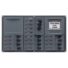 BEP AC Circuit Breaker Panel w/Digital Meters, 12SP 2DP AC230V ACSM Stainless Steel Horizontal | 900-AC3-ACSM