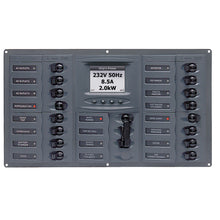 BEP AC Circuit Breaker Panel w/Digital Meters, 16SP 2DP AC230V ACSM Stainless Steel Horizontal | 900-AC4-ACSM