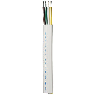 Ancor Trailer Cable - 16/4 AWG - Yellow/White/Green/Brown - Flat - 100' | 154010