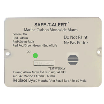 Safe-T-Alert 62 Series Carbon Monoxide Alarm - 12V - 62-542-Marine - Flush Mount - White | 62-542-MARINE