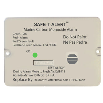 Safe-T-Alert 62 Series Carbon Monoxide Alarm w/Relay - 12V - 62-542-Marine-RLY-NC - Flush Mount - White | 62-542-MARINE-RLY-NC