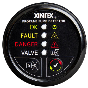 Fireboy-Xintex Propane Fume Detector w/Plastic Sensor &amp; Solenoid Valve - Black Bezel Display | P-1BS-R