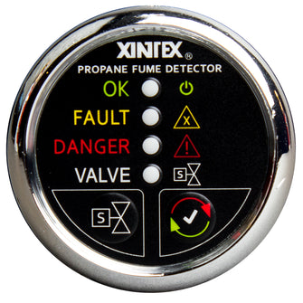 Fireboy-Xintex Propane Fume Detector w/Plastic Sensor &amp; Solenoid Valve - Chrome Bezel Display | P-1CS-R