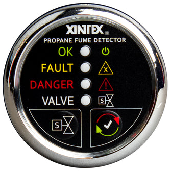 Fireboy-Xintex Propane Fume Detector w/Automatic Shut-Off &amp; Plastic Sensor - No Solenoid Valve - Chrome Bezel Display | P-1CNV-R