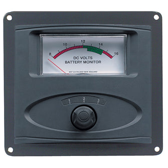 BEP 3 Input Panel Mounted Analog 12V Battery Condition Meter (Expanded Scale 8-16V DC Range) | 80-601-0020-00