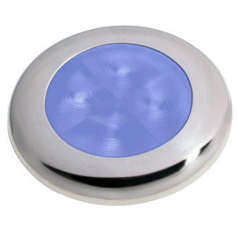 Hella Marine Slim Line LED 'Enhanced Brightness' Round Courtesy Lamp - Blue LED - Stainless Steel Bezel - 12V | 980502221