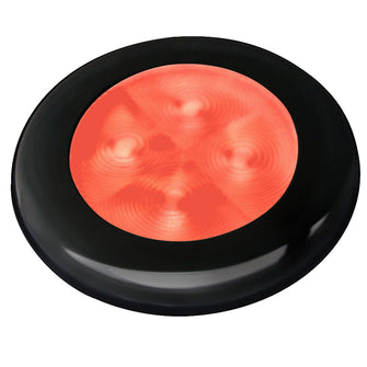 Hella Marine Slim Line LED 'Enhanced Brightness' Round Courtesy Lamp - Red LED - Black Plastic Bezel - 12V | 980507251