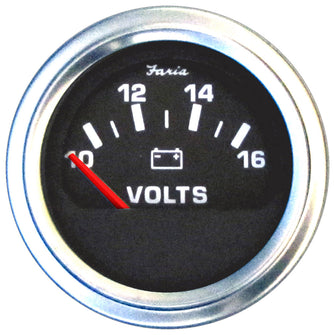 Faria 2" Heavy-Duty Voltmeter (10-16 VDC) - Black w/Stainless Steel Bezel | 24007