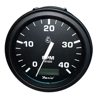 Faria Tachometer Heavy-Duty Tachometer w/Hourmeter (4000 RPM) (Diesel) (Mech Takeoff &amp; Var Ratio Alt) - Black | 43001