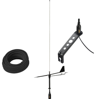 Glomex Black Swan VHF Antenna w/Wind Indicator &amp; 66&#39; Coax Cable | SGV80BWIBK