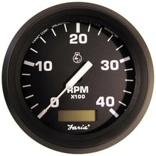 Faria Euro Black 4" Tachometer w/Hourmeter (4000 RPM) (Diesel)(Mech. Takeoff &amp; Var. Ratio Alt.) | 32834