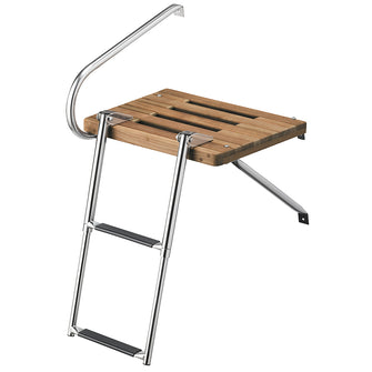 Whitecap Teak Swim Platform w/2-Step Telescoping Ladder f/Boats w/Outboard Motors | 68900