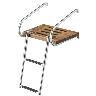 Whitecap Teak Swim Platform w/2-Step Telescoping Ladder f/Boats w/Inboard/Outboard Motors | 68904