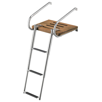 Whitecap Teak Swim Platform w/3-Step Telescoping Ladder f/Boats w/Inboard/Outboard Motors | 68906