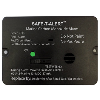 Safe-T-Alert 62 Series Carbon Monoxide Alarm w/Relay - 12V - 62-542-R-Marine - Flush Mount - Black | 62-542-R-MARINE-BL