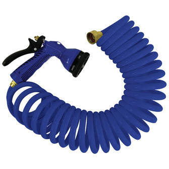 Whitecap 15&#39; Blue Coiled Hose w/Adjustable Nozzle | P-0440B