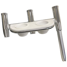 Tigress Offset Triple Rod Holder w/Cup Holders - Port Side - Polished Aluminum | 88148