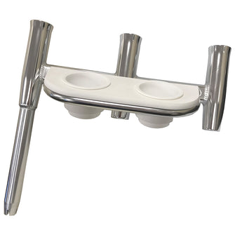 Tigress Offset Triple Rod Holder w/Cup Holders - Starboard Side - Polished Aluminum | 88148-1