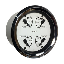 VDO Cockpit Marine 85mm (3-3/8") 4 in 1 Gauge - White Dial/Bezel | 110-15800