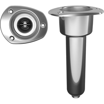 Mate Series Stainless Steel 0&deg; Rod &amp; Cup Holder - Drain - Oval Top | C2000D