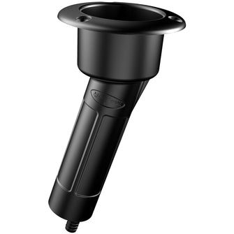 Mate Series Plastic 15&deg; Rod &amp; Cup Holder - Drain - Round Top - Black | P1015DB