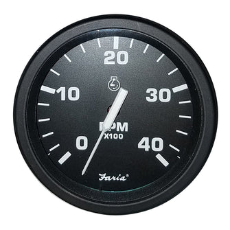 Faria 4" Heavy-Duty Black Tachometer (4000 RPM) (Mag Pick-Up) (Diesel) | 43002