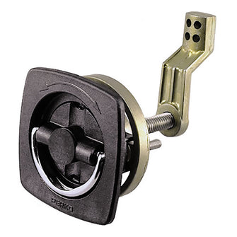 Perko Flush Latch - Non-Locking - 2.5" x 2.5" w/Offset Cam Bar &amp; Flexible Polymer Strike | 0932DP1BLK