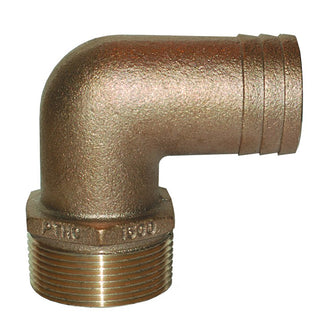 GROCO 3/4" NPT x 3/4" ID Bronze 90 Degree Pipe to Hose Fitting Standard Flow Elbow | PTHC-750