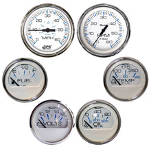 Faria Chesapeake White w/Stainless Steel Bezel Boxed Set of 6 - Speed, Tach, Fuel Level, Voltmeter, Water Temperature &amp; Oil PSI - Inboard Motors | KTF063