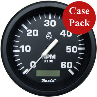 Faria 4" Heavy-Duty Tachometer w/Hourmeter (6000 RPM) Gas - Black *Bulk Case of 12* | TC9133B