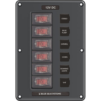 Blue Sea 4322 Circuit Breaker Switch Panel 6 Position - Gray | 4322