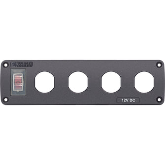 Blue Sea Water Resistant USB Accessory Panel - 15A Circuit Breaker, 4x Blank Apertures | 4369