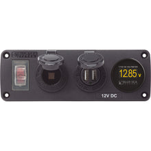 Blue Sea 4366 Water Resistant USB Accessory Panel - Circuit Breaker, 12V Socket, Dual USB Charger, Mini Voltmeter | 4366