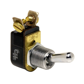 Cole Hersee Light Duty Toggle Switch SPST Off-On 2 Screw - Nickel Plated Brass | 5558-BP