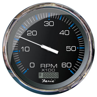 Faria Chesapeake Black 5" Tachometer w/Digital Hourmeter - 6000 RPM (Gas) (Inboard) | 33763