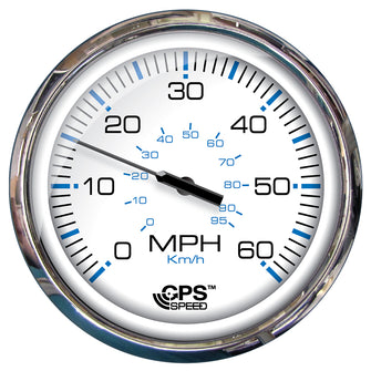 Faria Chesapeake White SS 5" Speedometer - 60 MPH (GPS)(Studded) | 33861