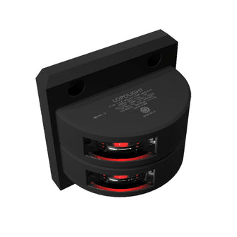 Lopolight Series 301-102 - Double Stacked Port Sidelight - 3NM - Vertical Mount - Red - Black Housing | 301-102ST-B