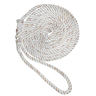 New England Ropes 3/8" Premium 3-Strand Dock Line - White w/Tracer - 15&#39; | C6050-12-00015