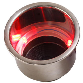 Sea-Dog LED Flush Mount Combo Drink Holder w/Drain Fitting - Red LED | 588071-1