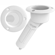 Mate Series Plastic 30&deg; Rod &amp; Cup Holder - Drain - Round Top - White | P1030DW