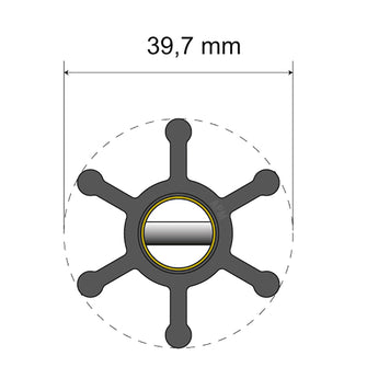 Albin Pump Premium Impeller Kit - 39.7 x 12 x 19.2mm - 6 Blade - Pin Insert | 06-01-002